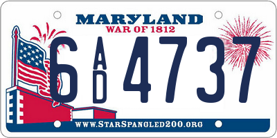 MD license plate 6AD4737