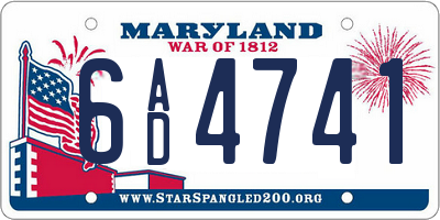 MD license plate 6AD4741