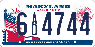 MD license plate 6AD4744