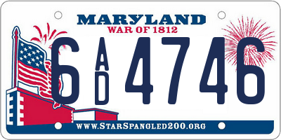 MD license plate 6AD4746