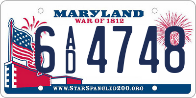 MD license plate 6AD4748