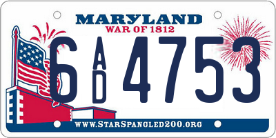 MD license plate 6AD4753