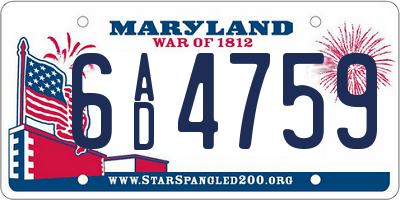 MD license plate 6AD4759
