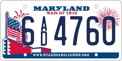 MD license plate 6AD4760