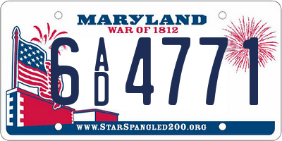 MD license plate 6AD4771