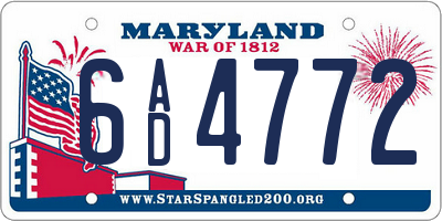 MD license plate 6AD4772