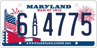 MD license plate 6AD4775