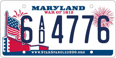MD license plate 6AD4776