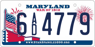 MD license plate 6AD4779