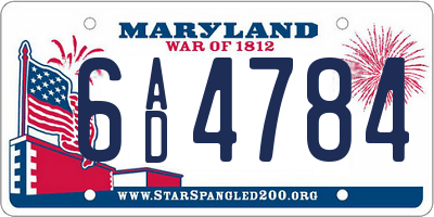 MD license plate 6AD4784