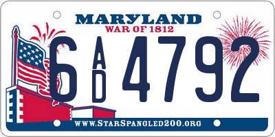 MD license plate 6AD4792