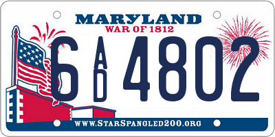 MD license plate 6AD4802