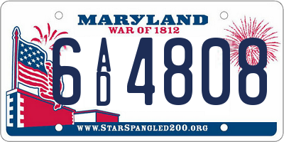 MD license plate 6AD4808