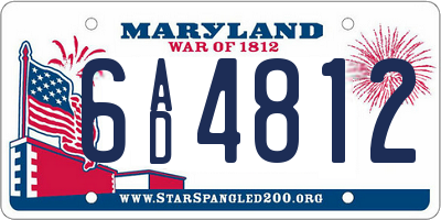 MD license plate 6AD4812