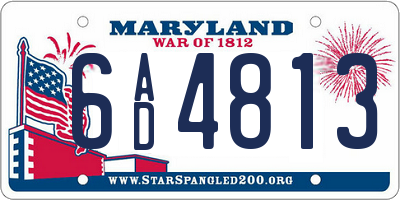 MD license plate 6AD4813