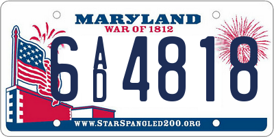 MD license plate 6AD4818