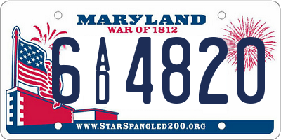 MD license plate 6AD4820