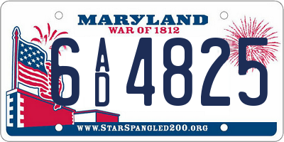 MD license plate 6AD4825