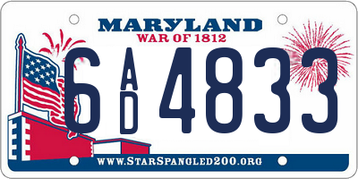 MD license plate 6AD4833