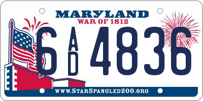 MD license plate 6AD4836