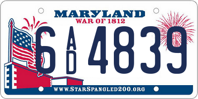 MD license plate 6AD4839