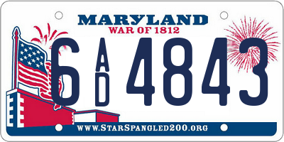 MD license plate 6AD4843