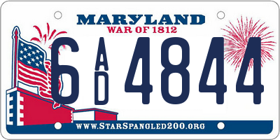 MD license plate 6AD4844