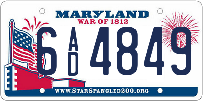MD license plate 6AD4849