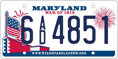 MD license plate 6AD4851