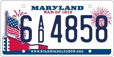 MD license plate 6AD4858
