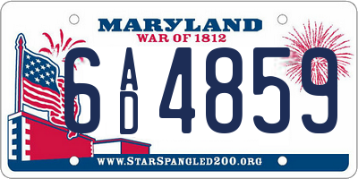 MD license plate 6AD4859