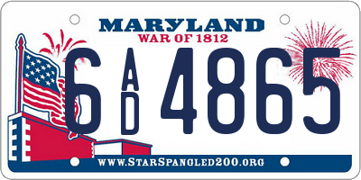 MD license plate 6AD4865