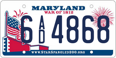 MD license plate 6AD4868