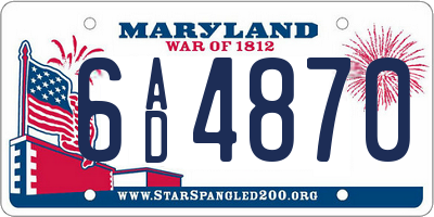 MD license plate 6AD4870