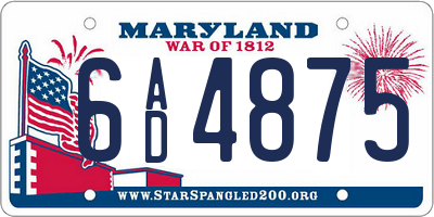 MD license plate 6AD4875