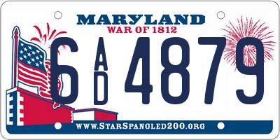 MD license plate 6AD4879
