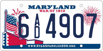 MD license plate 6AD4907