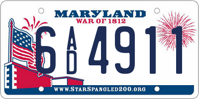 MD license plate 6AD4911