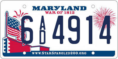MD license plate 6AD4914