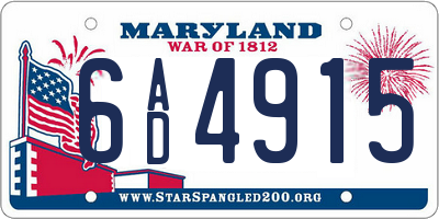 MD license plate 6AD4915