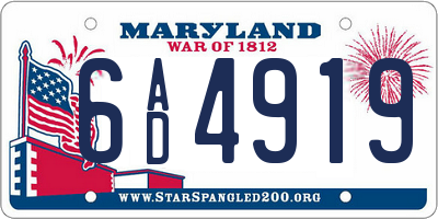 MD license plate 6AD4919