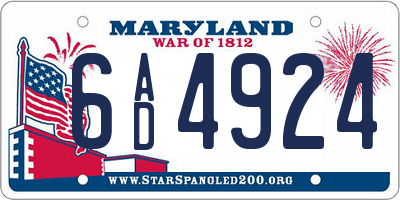 MD license plate 6AD4924