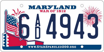MD license plate 6AD4943