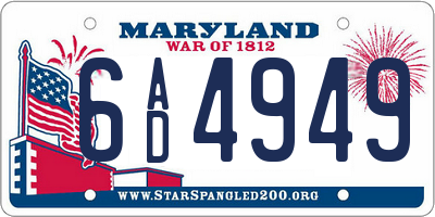 MD license plate 6AD4949