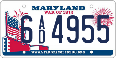 MD license plate 6AD4955