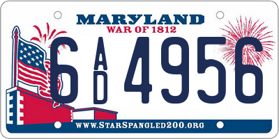 MD license plate 6AD4956