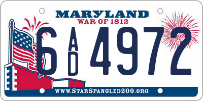 MD license plate 6AD4972