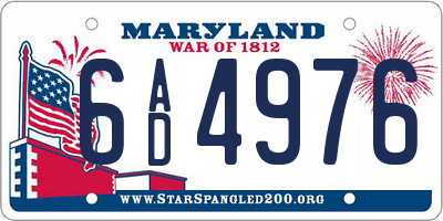 MD license plate 6AD4976