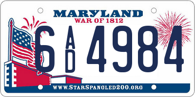 MD license plate 6AD4984