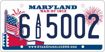 MD license plate 6AD5002